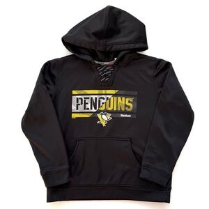 Reebok Pittsburgh Penguins Black and Yellow Youth Hoodie Medium 10/12